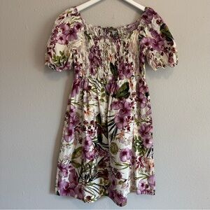 Melonie T Romantic Floral Smocked Cotton Cottagecore Dress Farmer Girl Size 10